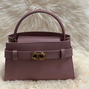 CHARLES & KEITH Aubrielle Metallic-Buckle Top Handle Bag Color Mauve